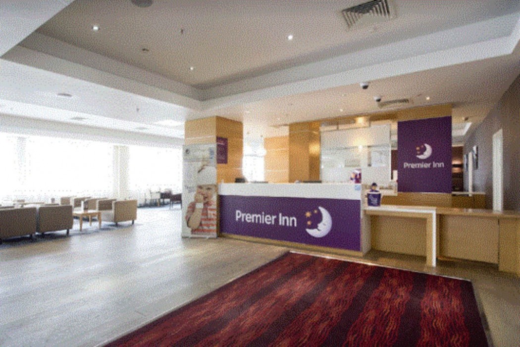 Lobby at Premier Inn Derby City Centre (Riverlights) hotel, DERBY - UK