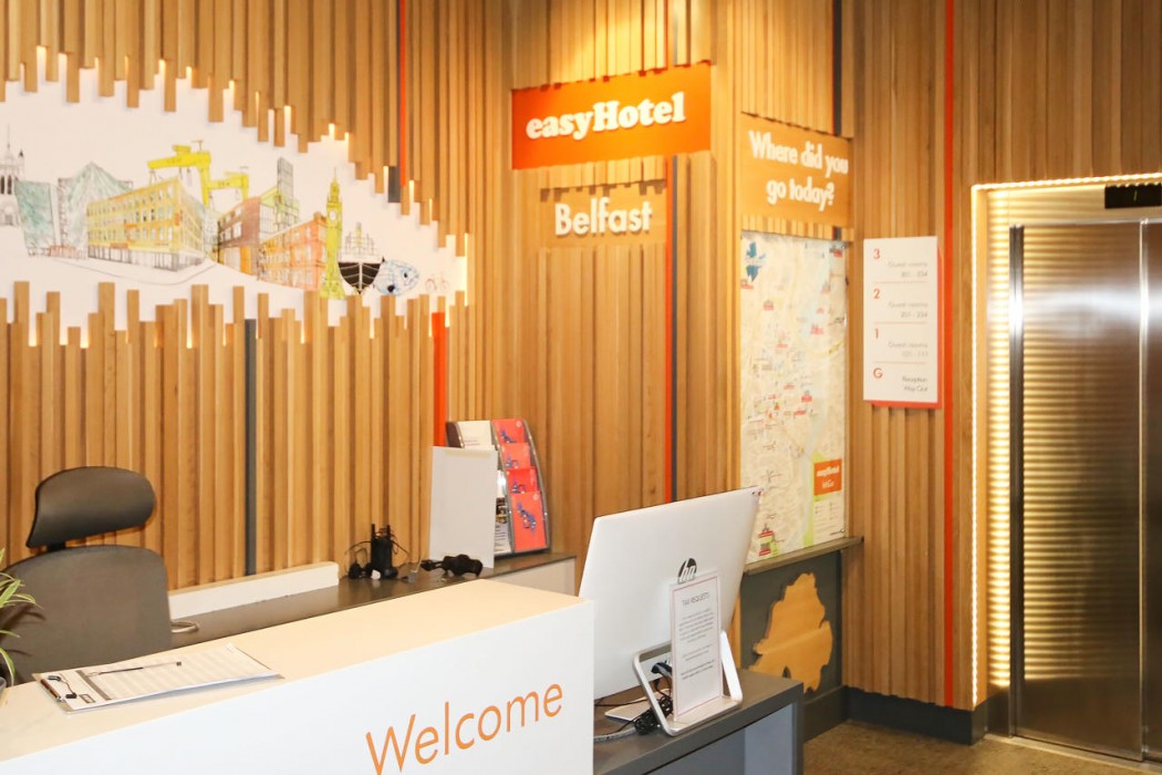 Lobby at easyHotel Belfast, BELFAST