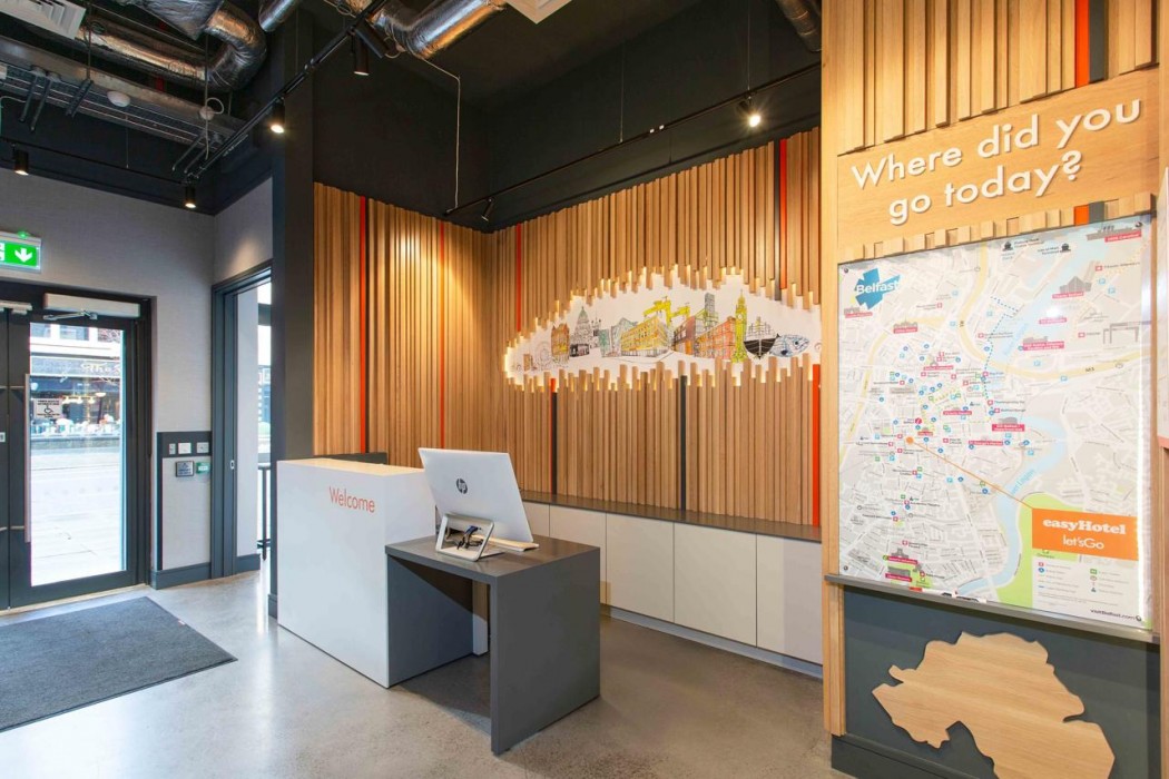 Lobby at easyHotel Belfast, BELFAST