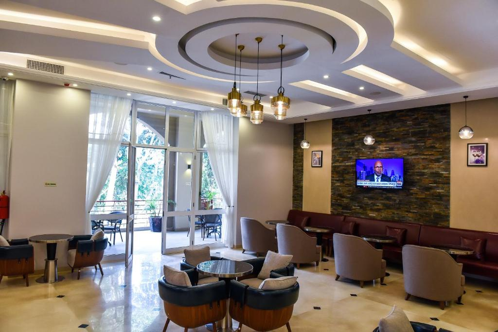 Lobby at Admas Grand Hotel, ENTEBBE
